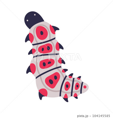 Bright Caterpillar as Larval Stage of Insect Crawling and Creeping Vector Illustration 104145585