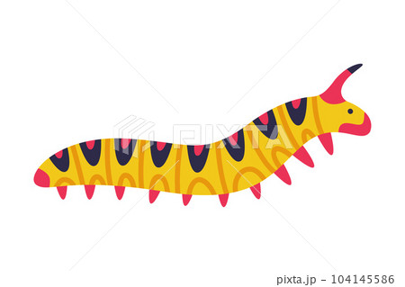 Yellow Caterpillar as Larval Stage of Insect Crawling and Creeping Vector Illustration 104145586