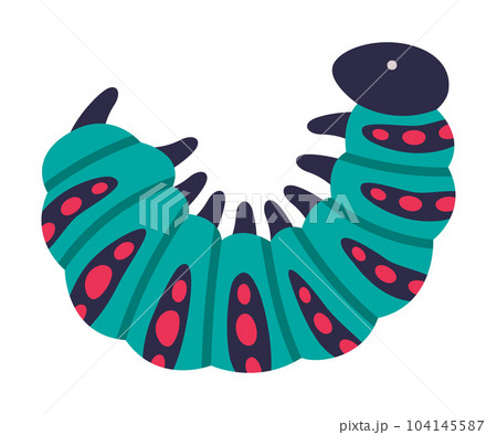 Bright Caterpillar as Larval Stage of Insect Crawling and Creeping Vector Illustration 104145587
