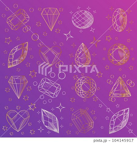 Set of colored crystals in polygon style with geometric shapes.Trendy hipster retro backgrounds and logotypes. 104145917