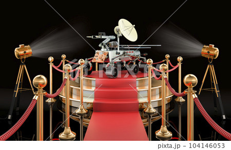 Podium with planetary rover, 3D rendering 104146053