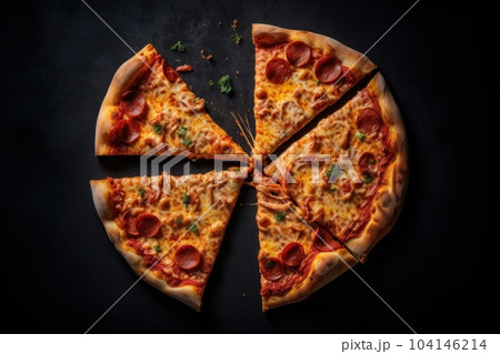 Pepperoni pizza. Illustration AI Generative 104146214