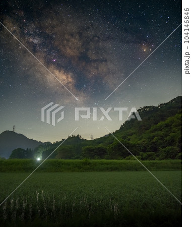 茨城県常陸太田市　竜神大吊り橋と天の川 104146846