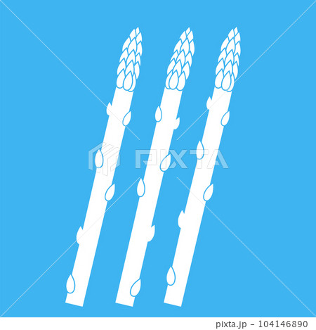 Vector Tasty Fresh White Asparagus Set Isolated on Blue Background. Best Food For Vegan. Asparagus Bunch in Cartoon Style. Organic Farm Vegetables 104146890