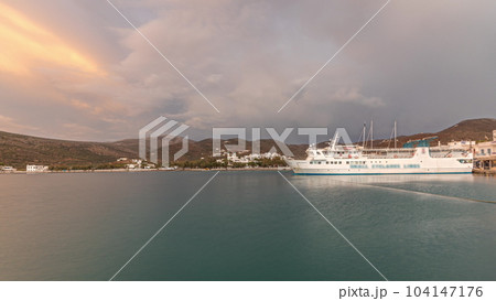 Panorama of Amorgos island evening timelapse. Greece Panorama of Amorgos island evening timelapse. Greece 104147176