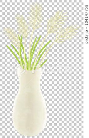 Cute illustrations of pampas grass in a vase 104147758