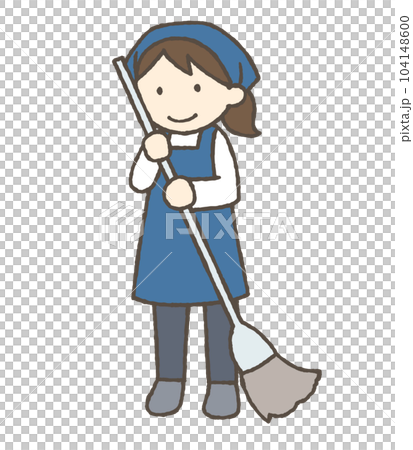 Illustration of a woman sweeping 104148600