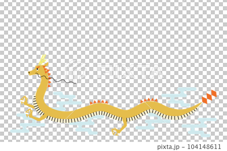 龍のイラスト1　線なし背景あり　黄 104148611