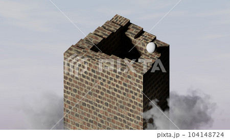 ペンローズの階段上を無限に転がり落ち続けるボール 104148724