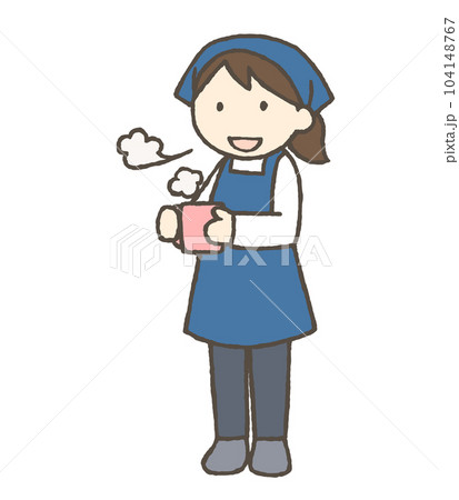 カップで飲み物を飲む女性のイラスト 104148767