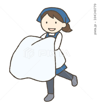 布団を運ぶ女性のイラスト 布団を運ぶ女性のイラスト 104148770