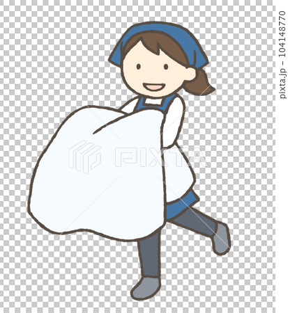 布団を運ぶ女性のイラスト 布団を運ぶ女性のイラスト 104148770