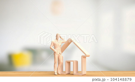 The man and home icon for real estate concept 3d rendering The man and home icon for real estate concept 3d rendering 104148879