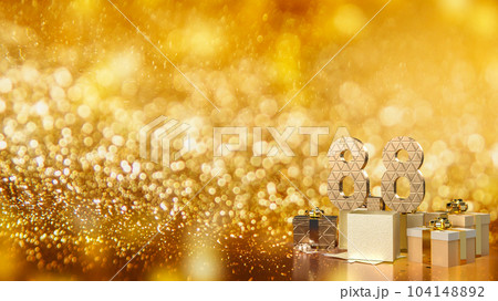 The 8.8 gold number and gift box for promotion concept 3d rendering 104148892