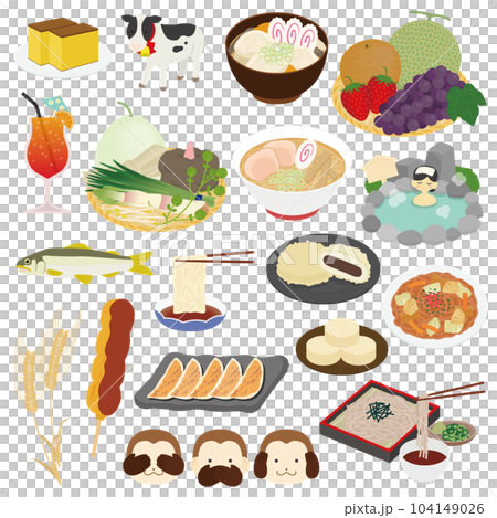 栃木県の名物のイラストセット 104149026