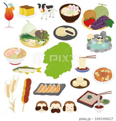 栃木県の名物のイラストセット 104149027