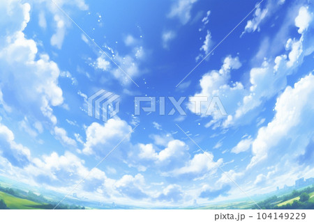 アニメ調のさわやかな広い夏の青空「AI生成画像」 104149229