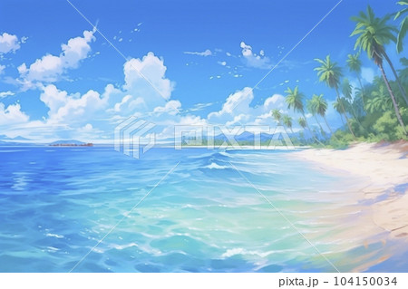 海とビーチの南国リゾートのイラスト「AI生成画像」 海とビーチの南国リゾートのイラスト「AI生成画像」 104150034