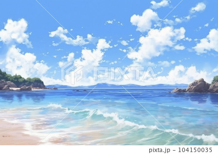 海とビーチの南国リゾートのイラスト「AI生成画像」 104150035