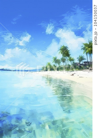 海とビーチの南国リゾートのイラスト「AI生成画像」 海とビーチの南国リゾートのイラスト「AI生成画像」 104150037