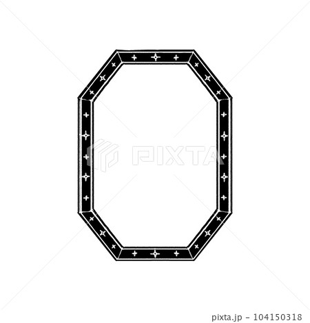 アンティークな八角形の額縁（単品）／シルエットのイラスト素材