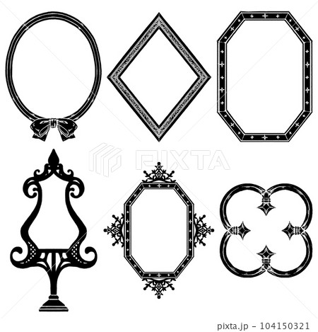 アンティークな額縁（セット）／シルエットのイラスト素材 [104150321