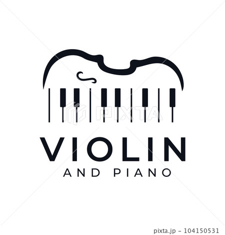 Vintage retro music instrument inspiration violin and piano symbol icon logo design Vintage retro music instrument inspiration violin and piano symbol icon logo design 104150531