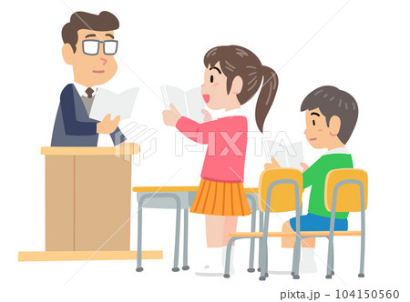授業中に音読する生徒 104150560