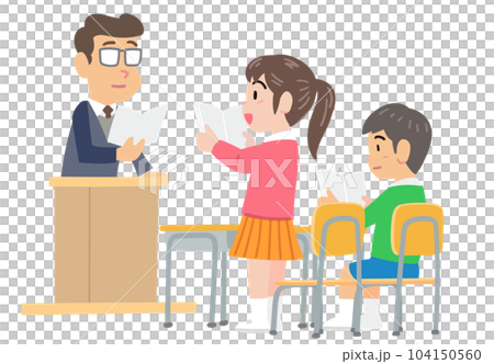 授業中に音読する生徒 104150560