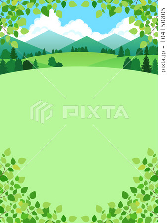 ノーマル版四隅に葉っぱの里山タテ 104150805