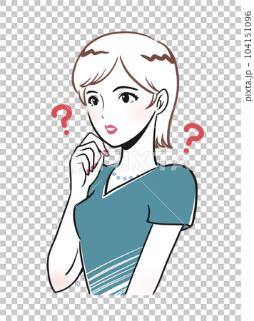 一個優雅的年輕女子帶著疑問的插圖 一個優雅的年輕女子帶著疑問的插圖 104151096