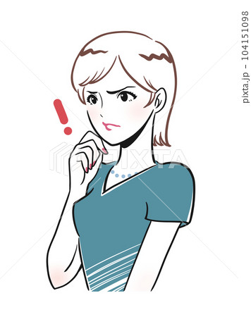ムッとして怒る上品な若い女性のイラスト 104151098