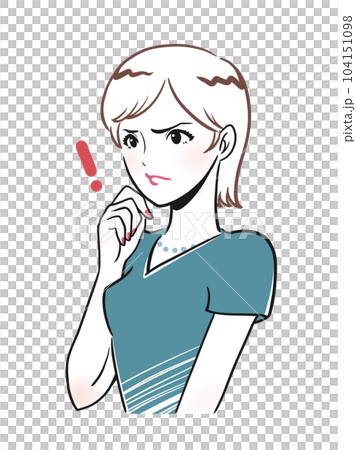 ムッとして怒る上品な若い女性のイラスト 104151098