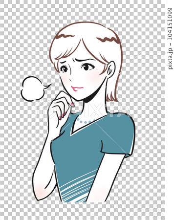 一位優雅的年輕女子憂心忡忡、嘆息的插圖 一位優雅的年輕女子憂心忡忡、嘆息的插圖 104151099