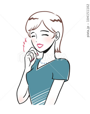 ご機嫌で楽しそうに笑う上品な若い女性のイラスト ご機嫌で楽しそうに笑う上品な若い女性のイラスト 104151102