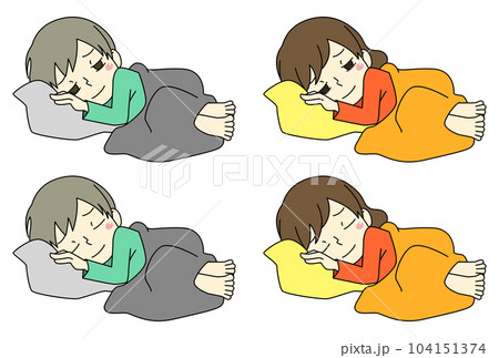 眠い人と寝てる人のイラスト 104151374