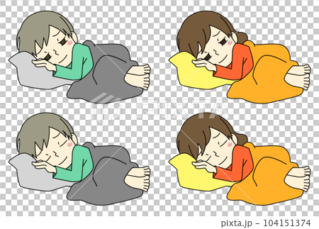 眠い人と寝てる人のイラスト 104151374