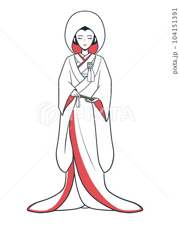 白無垢赤ふき、綿帽子の新婦 104151391