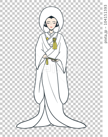白無垢、綿帽子の新婦（カラフル） 104151393