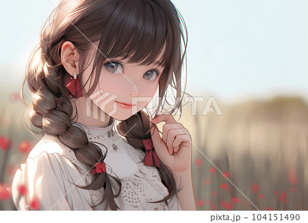 爽やかな新緑の公園 笑顔が素敵な美少女（Generative AI）のイラスト