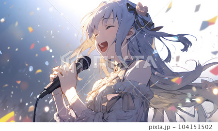 大観衆を前に歌うカリスマ女性アイドル（Generative AI） 104151502