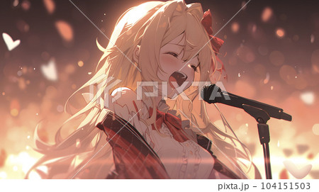 大観衆を前に歌うカリスマ女性アイドル（Generative AI） 104151503