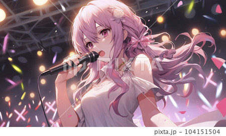 大観衆を前に歌うカリスマ女性アイドル(Generative AI) 大観衆を前に歌うカリスマ女性アイドル(Generative AI) 104151504