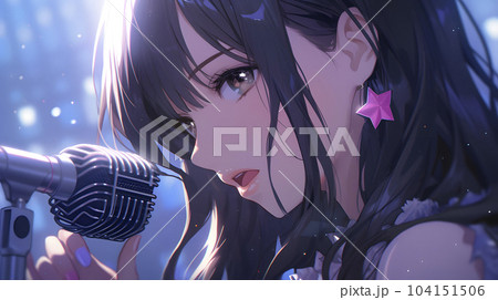 大観衆を前に歌うカリスマ女性シンガーソングライター（Generative AI） 104151506