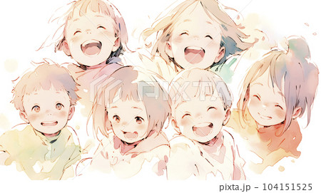 屈託のない笑顔の子どもたち（Generative AI）のイラスト素材 [104151525] - PIXTA