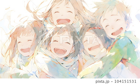 屈託のない笑顔の子どもたち（Generative AI） 104151531