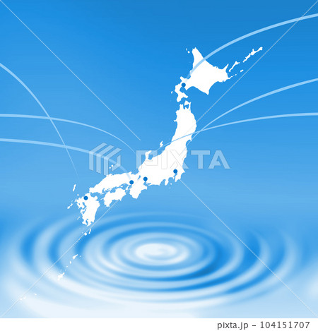 ブルーを背景に波紋と日本地図で日本景気 104151707