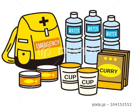 非常用持ち出し袋のイラスト　英語表記 104152552