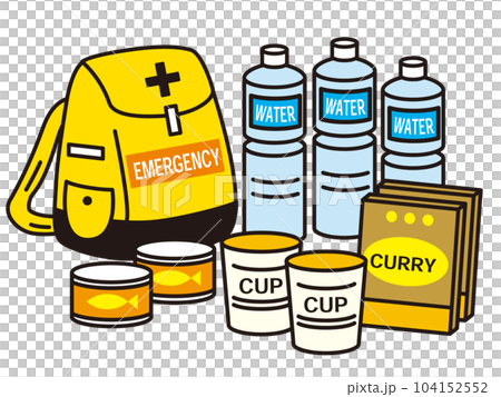 非常用持ち出し袋のイラスト　英語表記 104152552