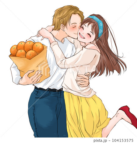 ほっぺにキスをするカップル ほっぺにキスをするカップル 104153575